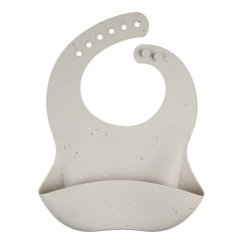 CANPOL BABIES Silikónový bryndák s kapsou DOTS - DOTS šedý