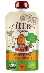 RUDOLFS BIO kapsička Špenát, zemiaky, pastinák s hovädzím mäsom 110 g kapsička Špenát, zemiaky, pastinák s hovädzím mäsom 110 g