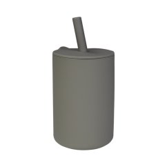 TRYCO Silikónový pohár s brčkom - Olive Gray