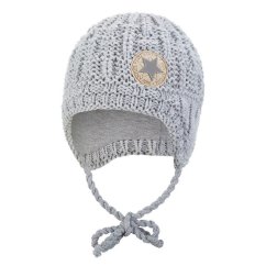 Little Angel Čepice pletená zavazovací sloupky Outlast ® - sv.šedá - Veľkosť: 1 | 36-38 cm.