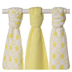 KIKKO Plienky bambusové Little Stars 70x70 cm (3 ks) BMB - Lemon.