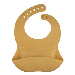 CANPOL BABIES Silikónový bib s vreckom DOTS - DOTS žltý.