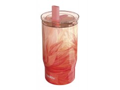 QUOKKA Nerezový termohrnček s brčkom Mist 720 ml - Peach Petals 720 ml