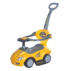 Detské odrážadlo s vodícou tyčou 3v1 Baby Mix Mega Car - žlté.
