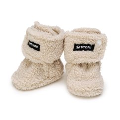 T-TOMI Capáčky TEDDY Cream WARM - Cream (3-6 mesiacov) WARM