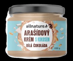 ALLNATURE Arašidový krém s bielou čokoládou a kokosom - 220 g