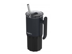QUOKKA Nerezový termohrnček s brčkom Umi 720 ml - Čierny 720 ml