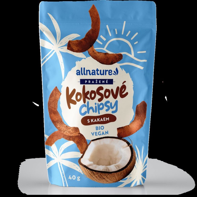 ALLNATURE Kokosové chipsy s kakaom 40 g - Kokosové chipsy s kakaom 40 g