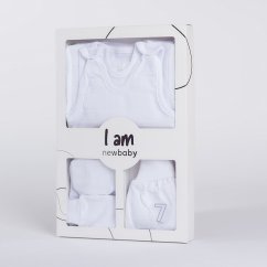 NEW BABY 7-dielna kojenecká súpravička do pôrodnice I AM - vel. 56 biela