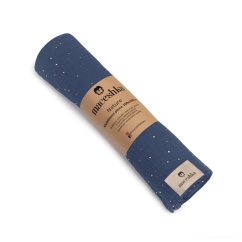 Mušelínová plena Maceshka Nature so zlatým bodkou - Indigo zlatý bodka.