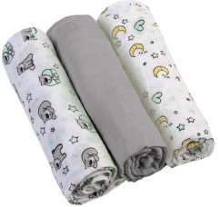BABYONO Plienky mušelínové Super soft 3 ks - šedá