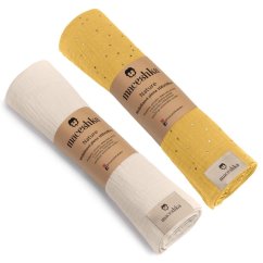 Mušelínová plena Maceshka Nature 2ks - Mimosa zlatý puntík+ Ecru.